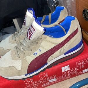 Puma TX-3/341044 Royal/Taupe/Burgandy Running Sneakers, Size 9.5